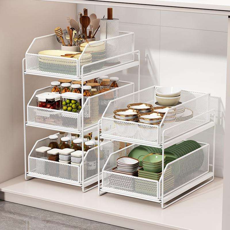 厨房柜子抽拉式置物架橱柜分层架多层加深抽屉台面下水槽拉篮神器