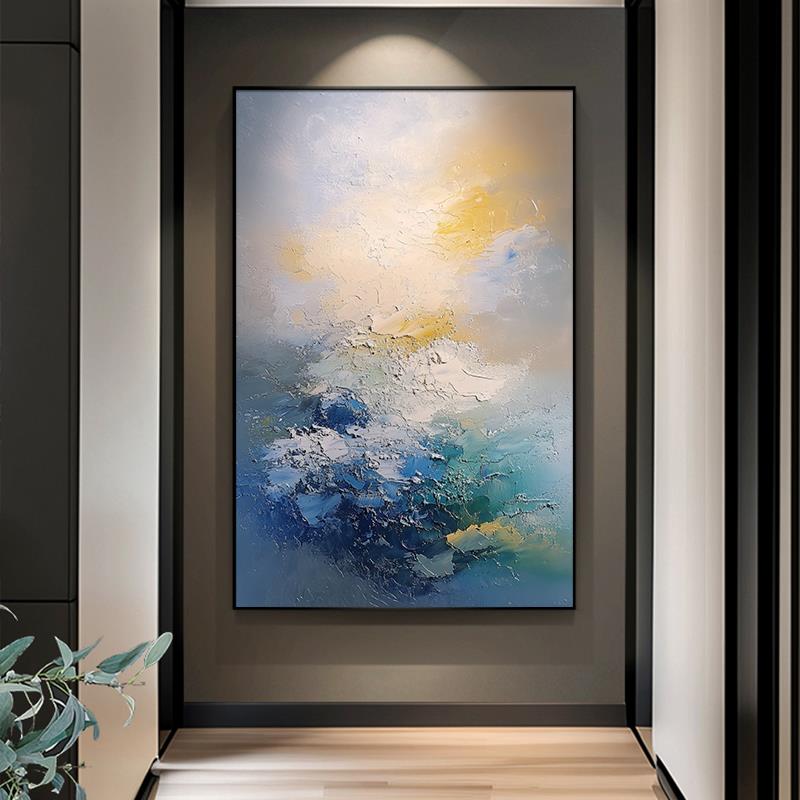 《晨曦》赵无极抽象纯手绘油画高级风景入户玄关挂画客厅肌理壁画