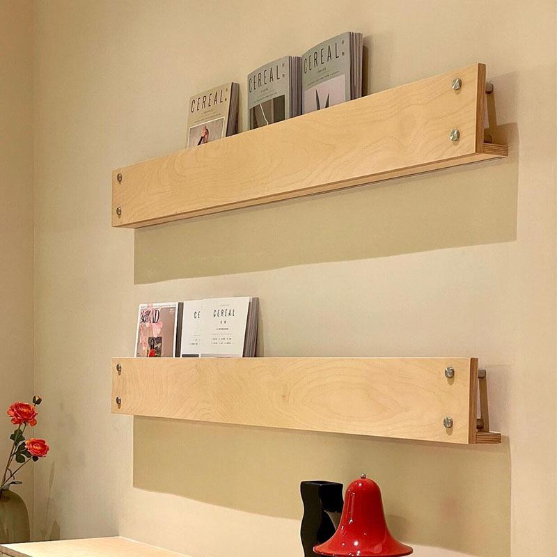 桦木装饰书报展示架杂志架挂墙置物架门后墙面壁挂式海洋板书架子