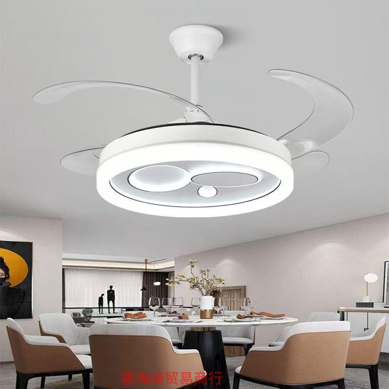 吊扇灯风扇灯后现代高亮度家用客厅餐厅卧室隐形灯扇一体电扇带灯