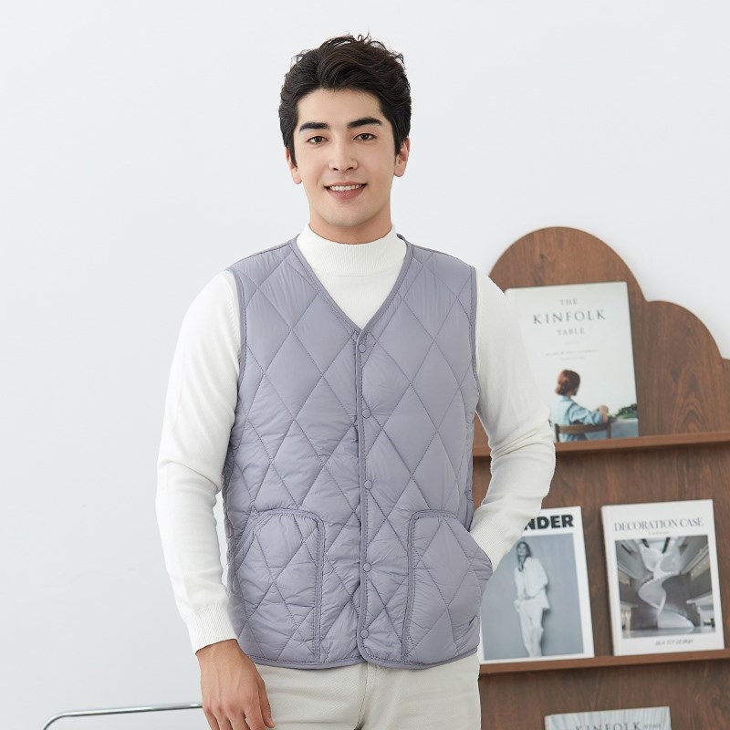 2024c新款无领羽绒棉内胆马甲男秋冬轻薄内穿青年大码坎肩背心马