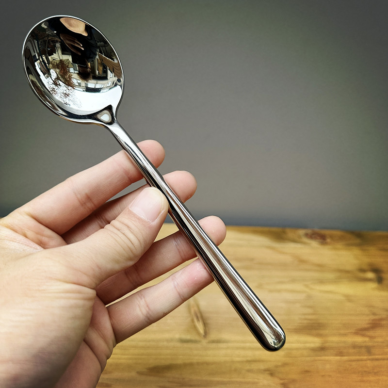 厚到哭!18/10不锈钢勺子家用精致汤I匙吃饭勺高颜值长柄加深汤勺