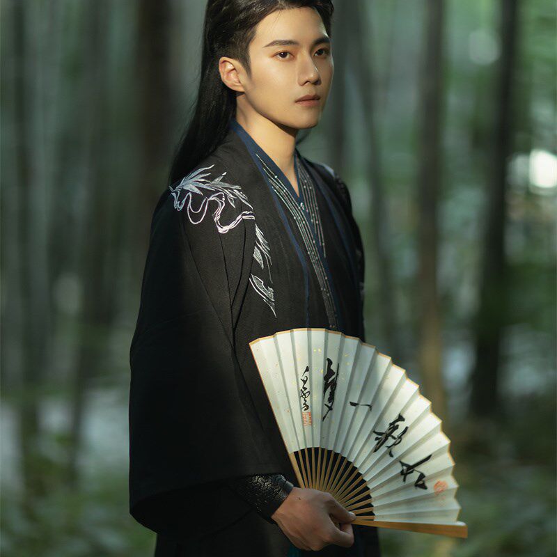 【墨竹】汉服宋制长干寺褙子三裥B裙男女cp情侣三件套秋冬日常刺