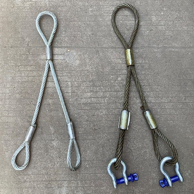 油性/镀锌压制钢j丝绳一拖二吊装带吊钩起重索具压扣两腿钢丝绳16,基础建材,钢丝绳,淘宝优惠券,粉丝福利购,淘宝优惠卷
