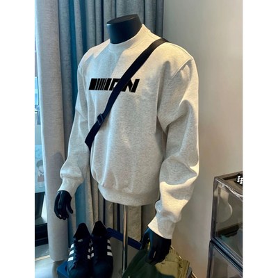 小领口重磅硬挺卫衣男款秋u冬加绒圆领无帽外套美式复古内搭打底