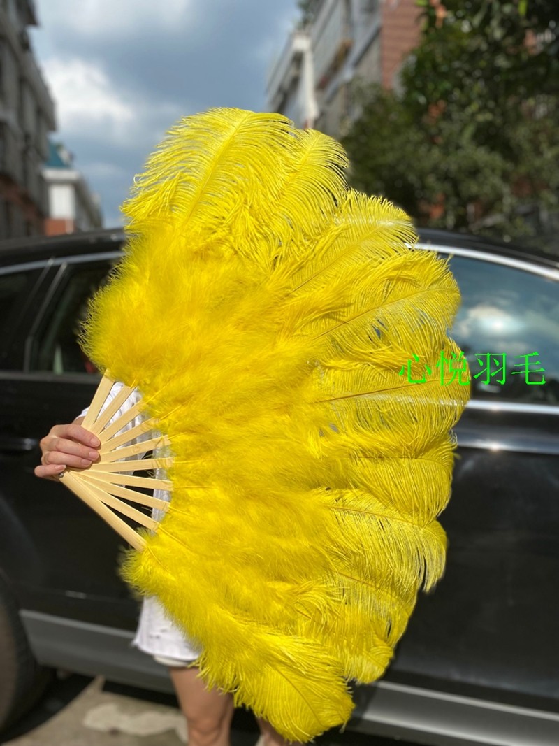 大中号鸵鸟羽毛j扇子肚皮舞蹈酒吧表演演唱会道具羽毛绒大扇子包