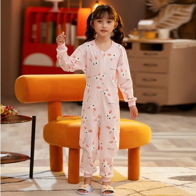 儿童防踢连体睡衣春秋长袖新品宝宝纯棉可爱M卡通超萌男孩女童睡