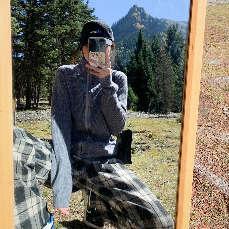 格子裤女冬季2021年新款复w古加绒加厚高腰毛呢直筒休闲宽松阔腿