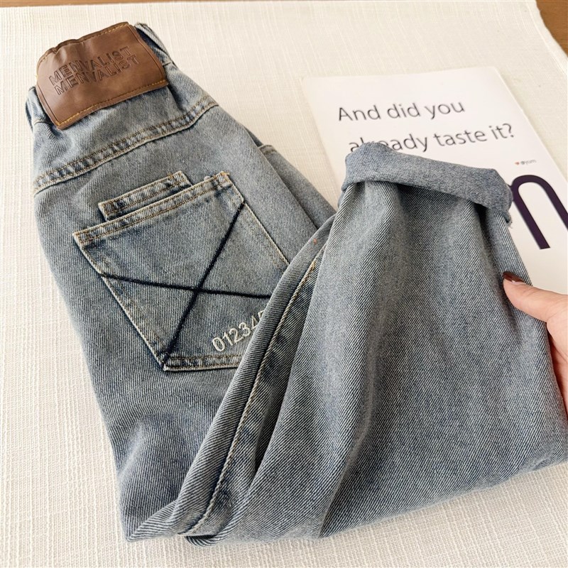 儿童砂洗怀旧复古牛仔牛仔裤202B5春新款洋气长裤简约宽松男童裤