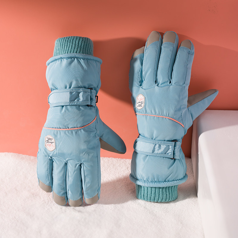 滑雪手套女冬e季户外保暖加厚防水新款可触屏骑行棉手套加绒防风