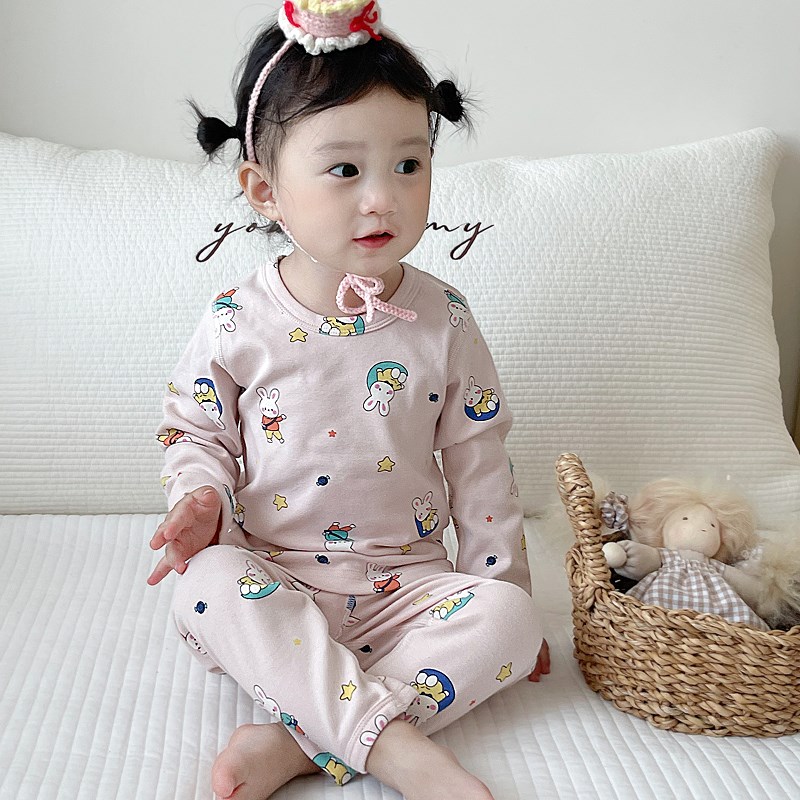 宝宝秋衣套装秋冬儿童保暖内衣纯C棉厚无骨女童秋裤全棉睡衣棉毛