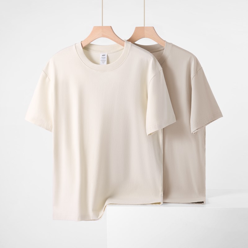 重磅纯色夏季男士短袖t恤新款纯棉宽松白色体恤女W高端休闲打底衫
