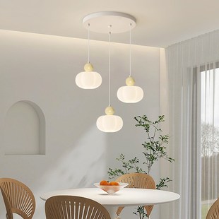 新款 简约奶油风创意餐厅吊灯三头家用长线餐桌饭厅单头吊灯具