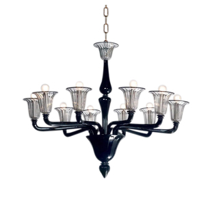 黑色玻璃吊灯美式 客厅卧室餐厅书房灯具 穆拉诺法式