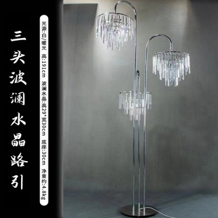 新款 饰路引灯 铁艺婚庆道具发光三头波澜水晶路引婚礼摆件迎宾区装