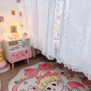 卧室床对门隔断公主风床幔蕾丝花边纱帐卧室门帘少女风不透人窗帘