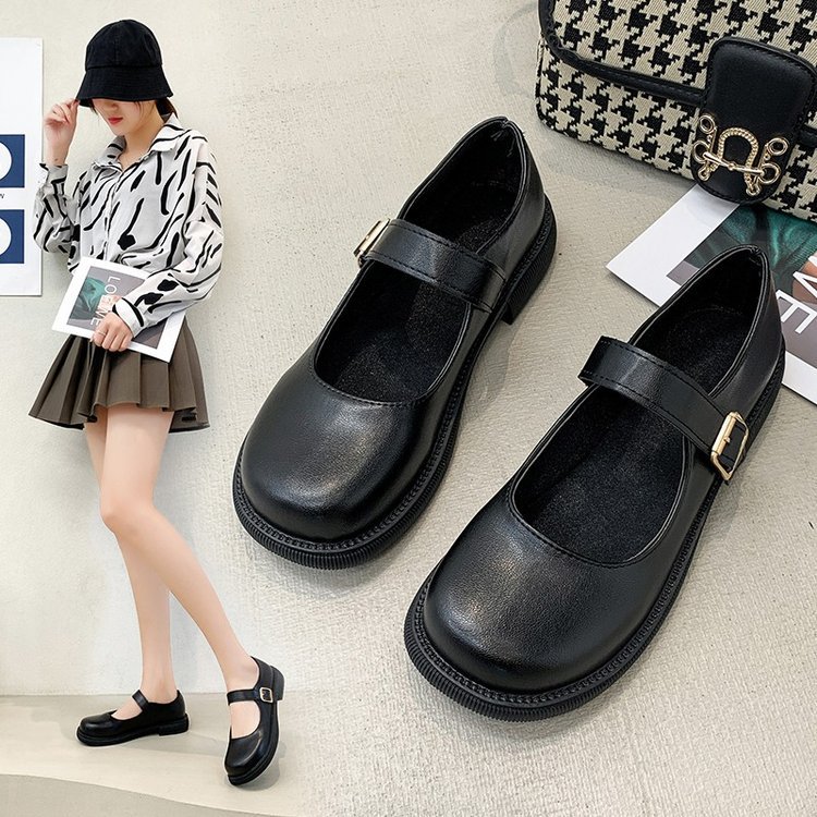 玛丽珍鞋女2025秋季新款浅口单鞋英伦风jk黑色低跟圆头平底小皮鞋