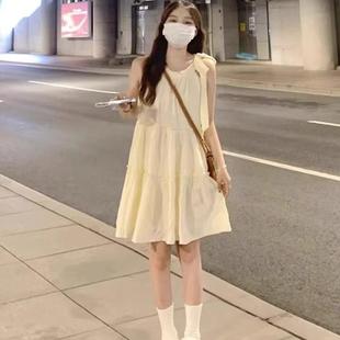 挂脖连衣裙子女夏季 小个子吊带无袖 原版 海边度假仙女沙滩 做法