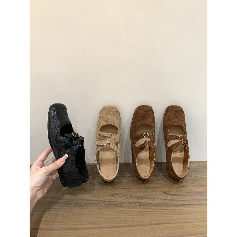 平底复古绒面玛丽珍单鞋女鞋子2025新款春秋季配裙子芭蕾舞晚晚鞋