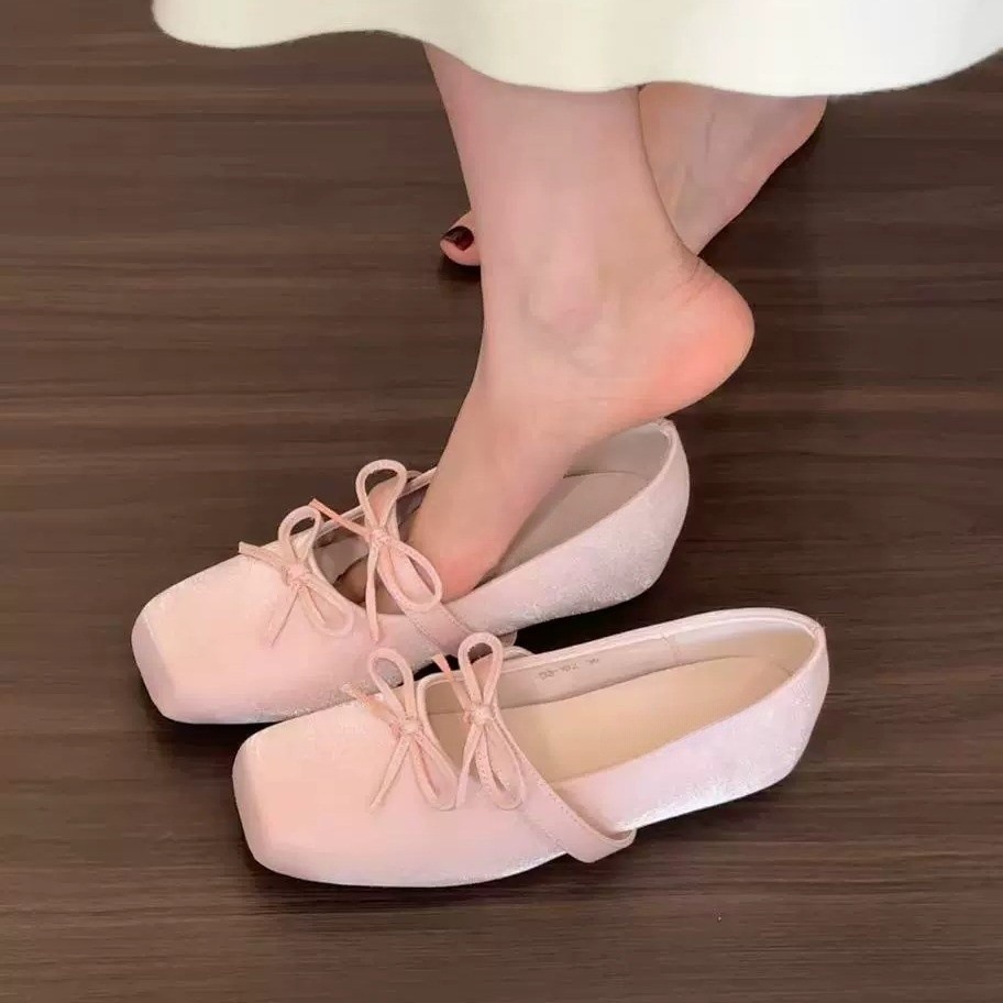 内增高法式玛丽珍单鞋女鞋子2025春夏季粉色缎面芭蕾舞晚晚鞋