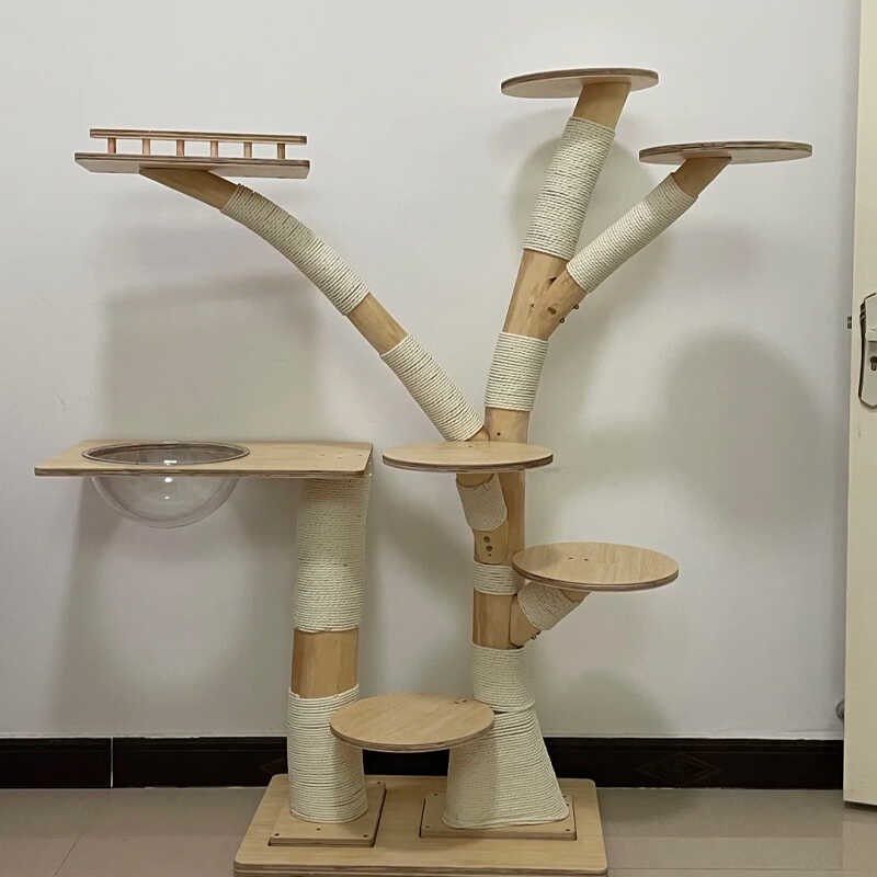 热销大型树干实木猫爬架天然原木猫爬树猫窝一体四季通用猫爪树跳