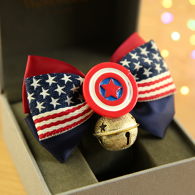 热销陈皮家队长宠物手工蝴蝶结狗狗领结猫咪铃铛饰品泰迪金毛项圈