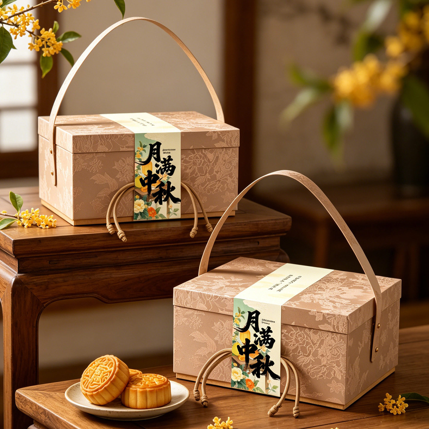 2026新款中秋节月饼礼盒高档包装盒空盒6/8粒新中式手提礼品盒子