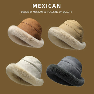 帽子女秋冬季保暖加绒渔夫帽冬日护耳防寒百搭毛茸茸盆帽2025新款