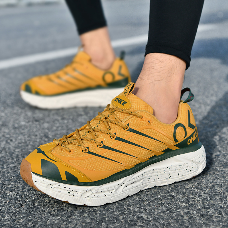 ONKE秋冬季新款休闲鞋女时尚轻便防滑缓震男女鞋网布真皮运动鞋