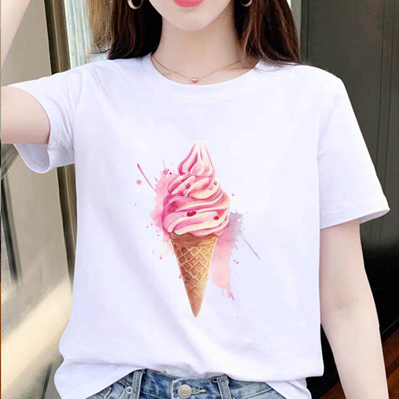 通勤时尚女外穿洋气打底卡通甜美短袖休闲夏季上衣圆领ins印花T恤