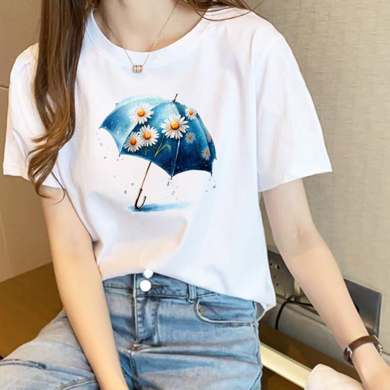 可爱卡通夏季上衣女外穿洋气打底短袖通勤时尚休闲圆领ins印花T恤