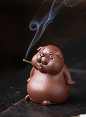 创意可爱呆萌生肖小狗陶瓷招财家居办公室茶桌桌面装饰品茶宠摆件