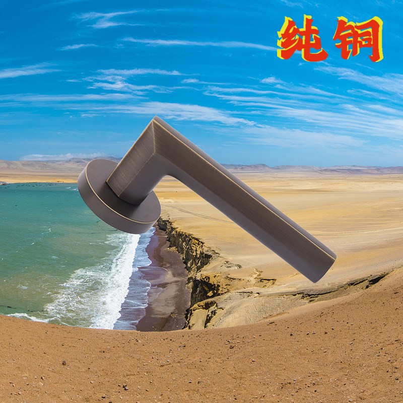 法式复古黄铜门锁金色静音实心铜卧室木门纯铜室内门欧式美式把手