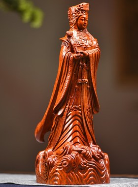 花梨木妈祖神像摆件家用供奉妈祖像海神天上圣像母实木雕刻工艺品