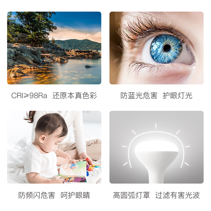 护眼灯泡led全光谱e27螺口学习阅读专用高显无频闪落地台灯泡Ra98