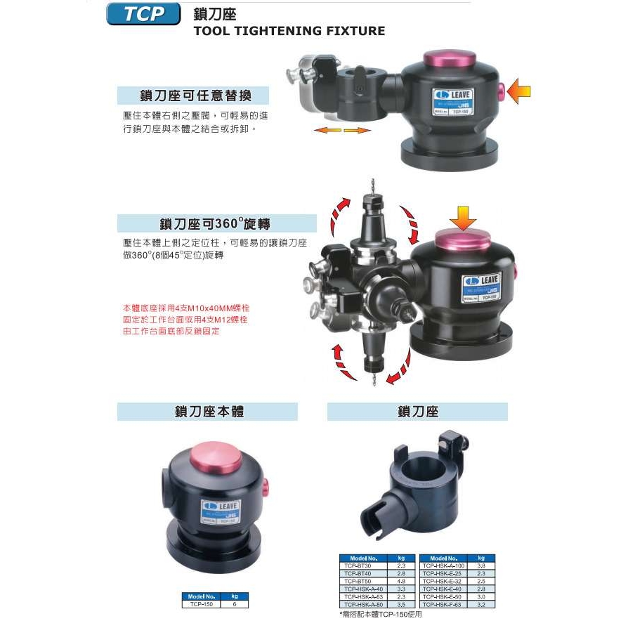 锁刀座TCP-150台湾昱暐 LEAVE