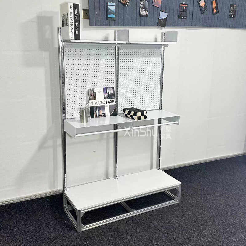 铝型材洞洞板置物架简约靠墙开放式衣帽架展示架书架多功能收纳架