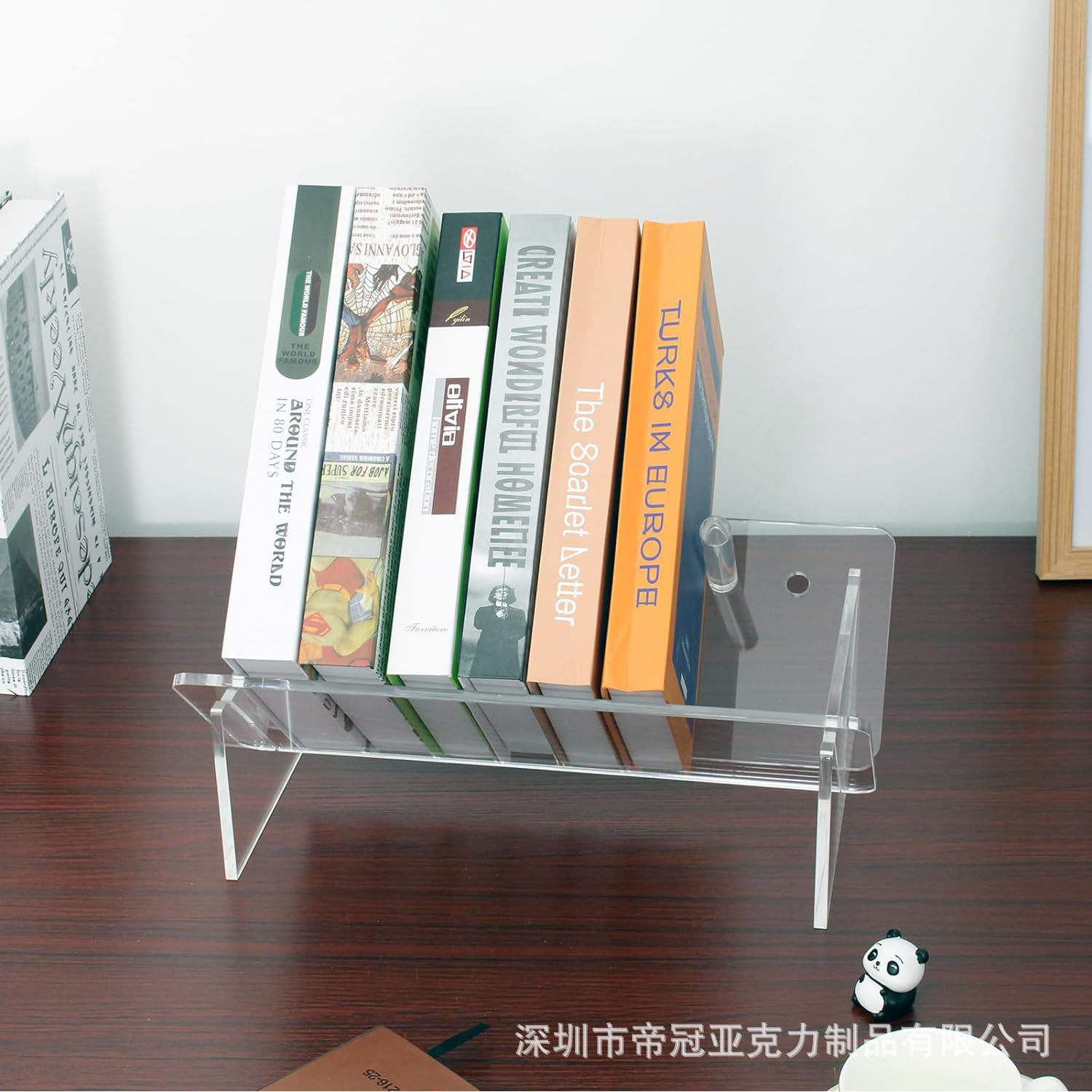 亚克力透明桌面倾斜杂志收纳办公室书房简易安装CD装饰书展示架