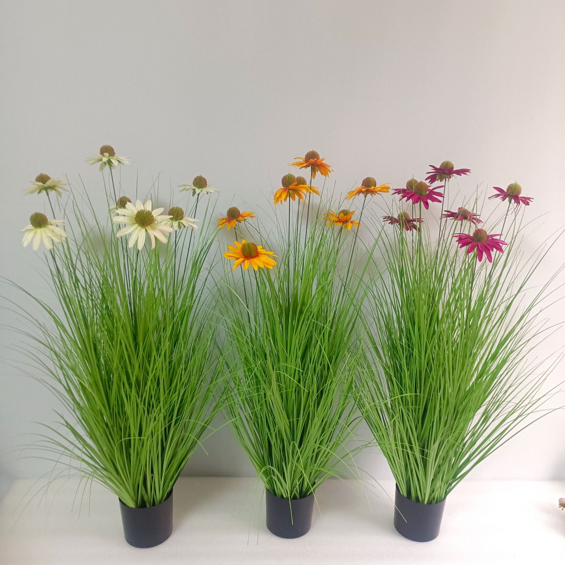 90cm仿真花草植物7头雏菊野菊花草水草PVC假草造景塑料仿真花材