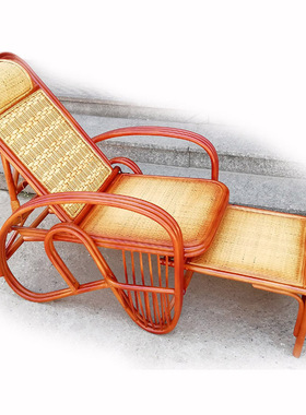 10106藤家具厂家藤椅 藤编躺椅 睡椅可以放平放躺三档调节