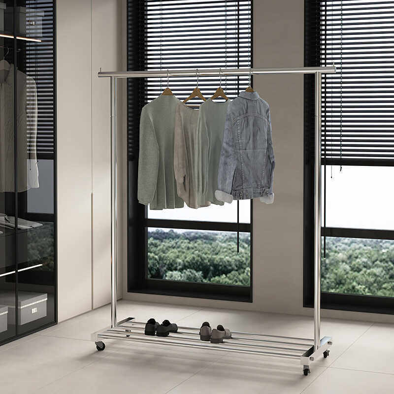 不锈钢简易晒衣架服装展示架阳台卧室移动挂衣架室内收纳衣帽架