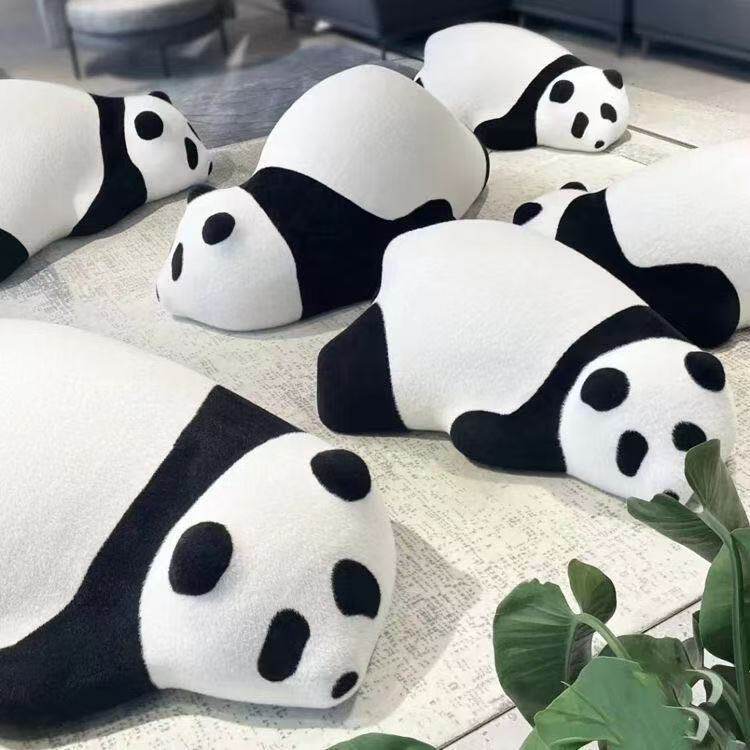 趴趴熊猫沙发高级休闲儿童单人动物可爱座椅客厅黑白懒人沙发卧室