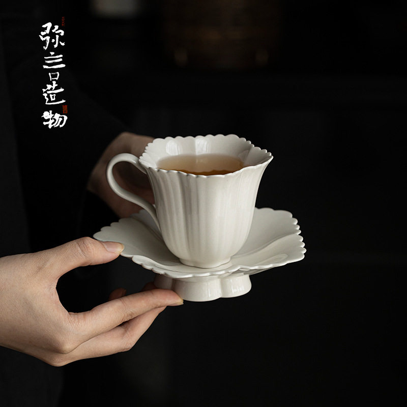 弥言草木灰釉复古咖啡杯套装高档纯手工陶瓷杯子办公室咖啡杯套装