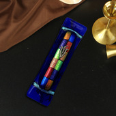 Glass mezuzah艺术玻璃12个部落门柱含non kosher非犹太洁食卷轴