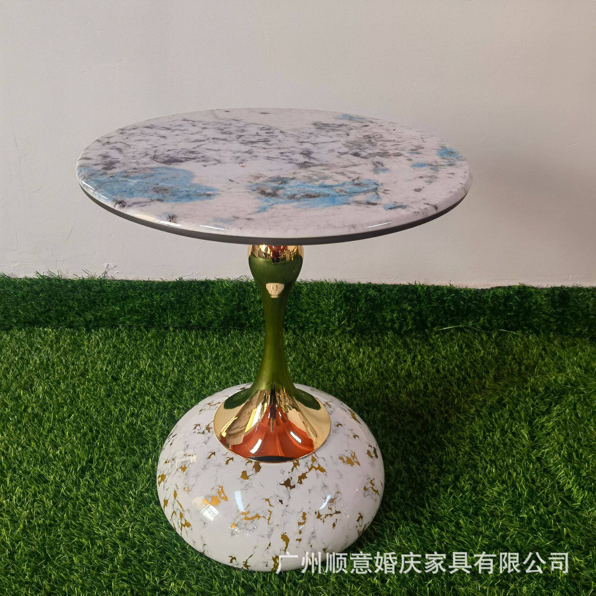 轻奢不锈钢岩板圆形皮茶几组合设计师小户型样板房客厅创意小茶桌