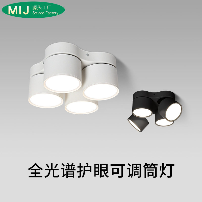 极简家用明装筒灯可调角度客厅无主灯led智能双头四头折叠斗胆灯