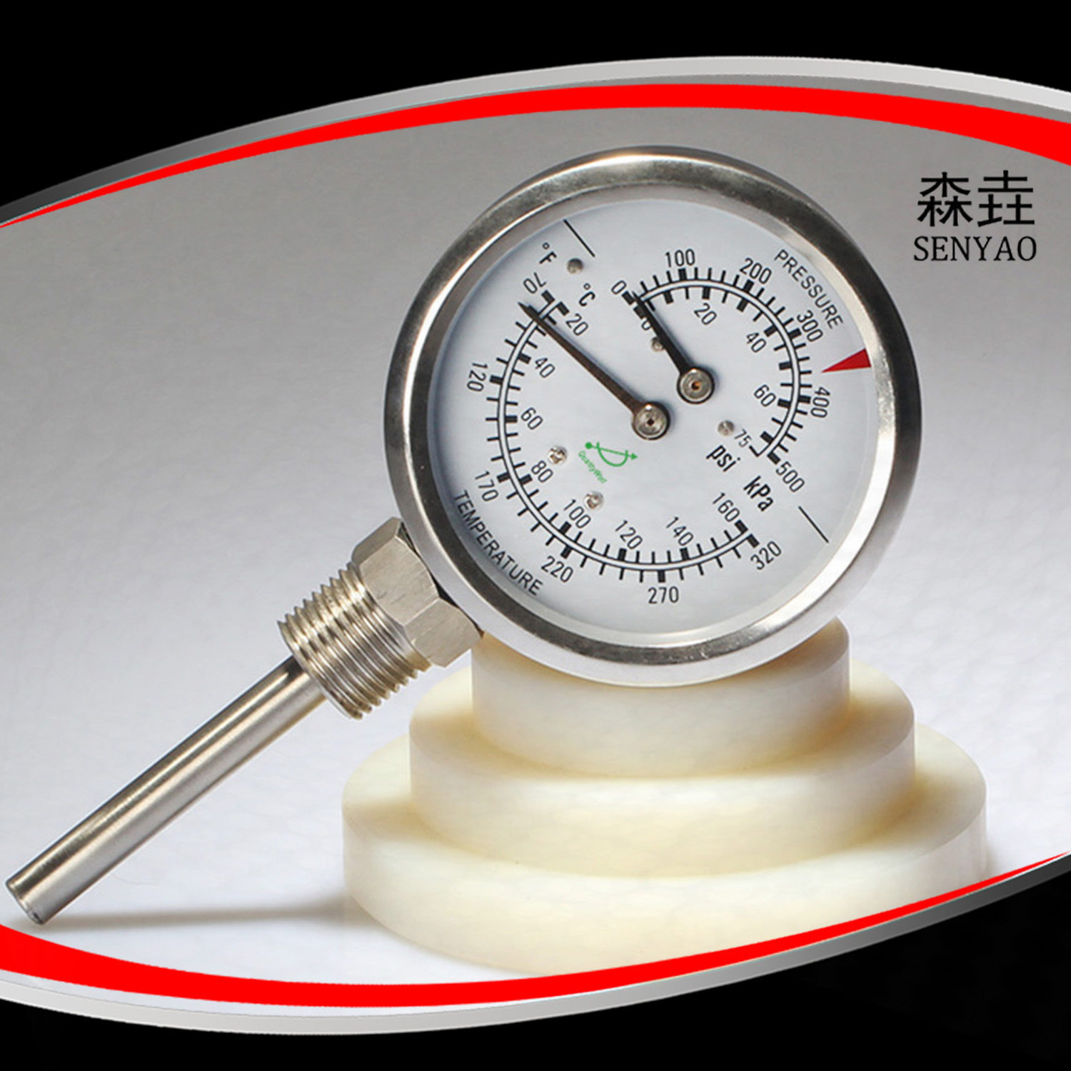 不锈钢温度压力一体表不锈钢感温管WHT-7S型防水防尘耐腐蚀