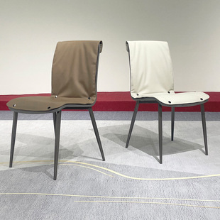 YO-0038餐椅家用2024新款多层实木弯板靠背凳子轻奢高级感皮艺款