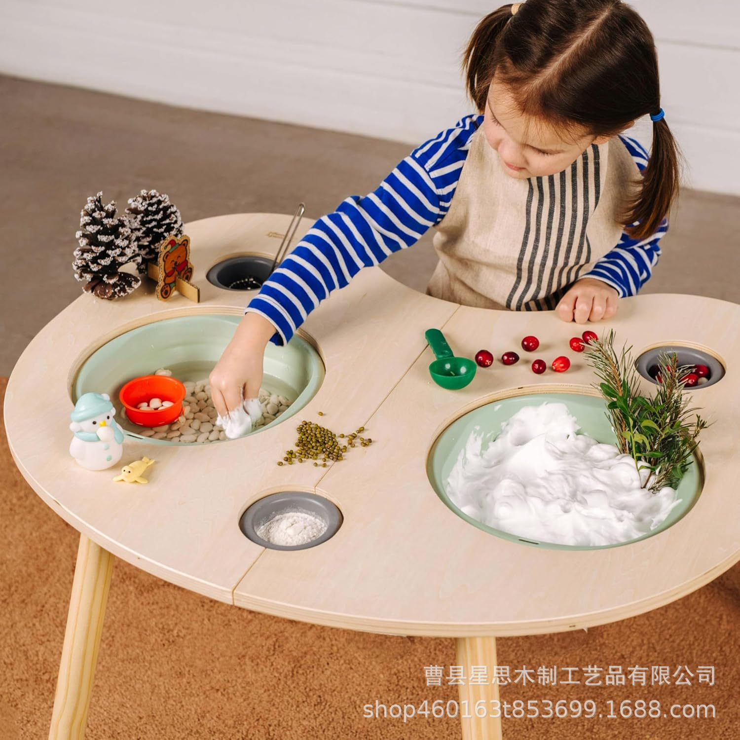 儿童活动桌带沙子和水储物箱幼儿感官桌室内玩耍学习感官垃圾桶