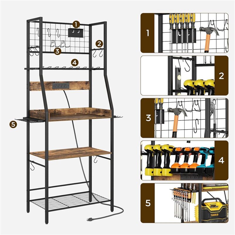 带轮子的花园工具收纳架电动工具收纳盒工具支架整理储物架置物架